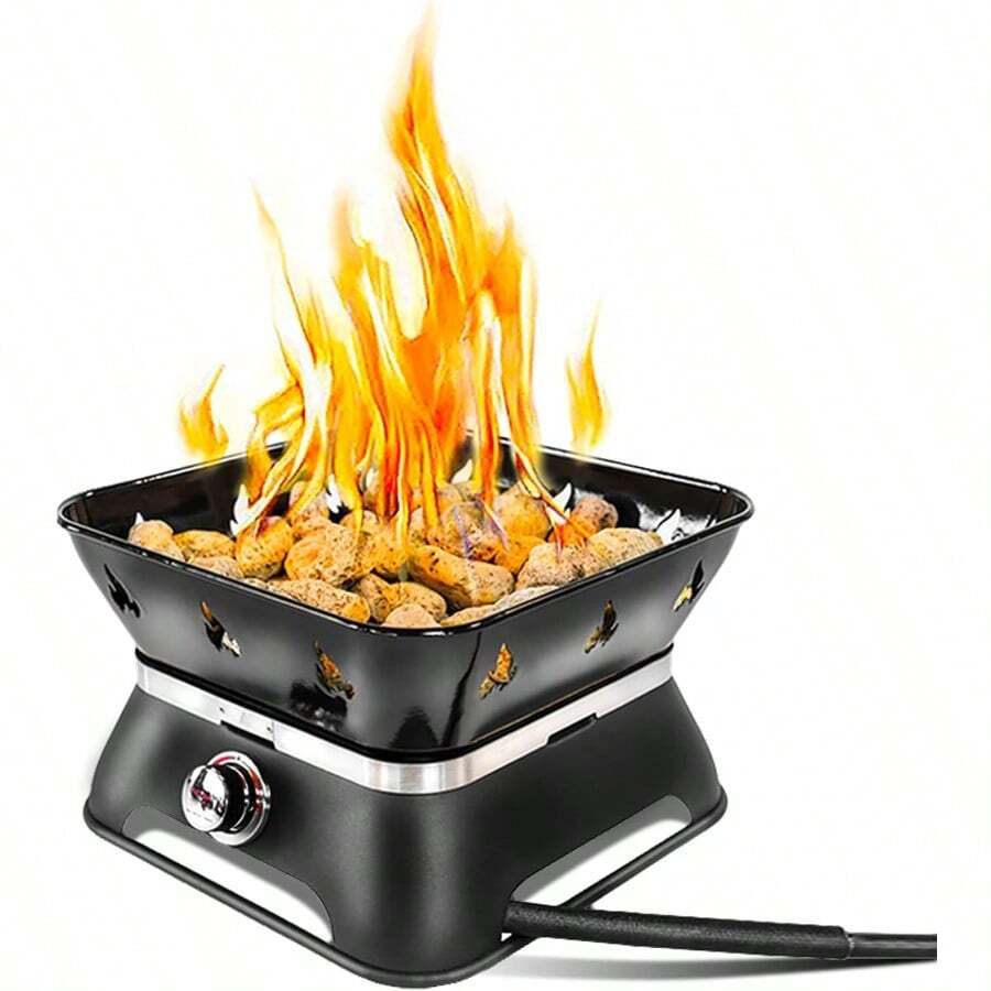 Firebowl 805 Firecube 14 Portable Square Smokel Propane Fire Pit Outdoor Gas Fire Pit With Cover And Carry Kit Lava Rocks 58 000 BTU Black - màu đen - Xem 1