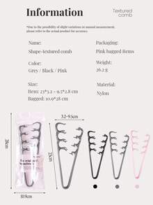 CTZIHGAO 黑色造型梳，纹理梳，蓬松宽齿梳，最佳美发工具，蓬松造型器，刘海修剪配件（男女通用） - 黑色 - 查看 8