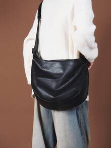 新款休闲单肩包/斜挎包，男士单肩包/女士单肩包/斜挎包，大容量，黑色/棕色，PU皮革斜挎包 - 彩色 - 查看 12