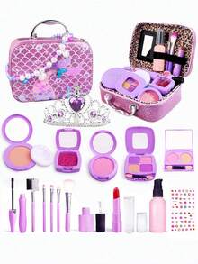 3-6+ Years Old Girls' Pretend Play Makeup Set, Mermaid Handbag, Gift Toy, Not Real Cosmetics