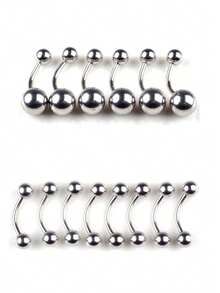 85 piezas de joyas de piercing de acero inoxidable surtidas, que incluyen anillos para la lengua, cejas, nariz y labios - Plateado - Ver 4