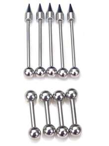 85 piezas de joyas de piercing de acero inoxidable surtidas, que incluyen anillos para la lengua, cejas, nariz y labios - Plateado - Ver 3