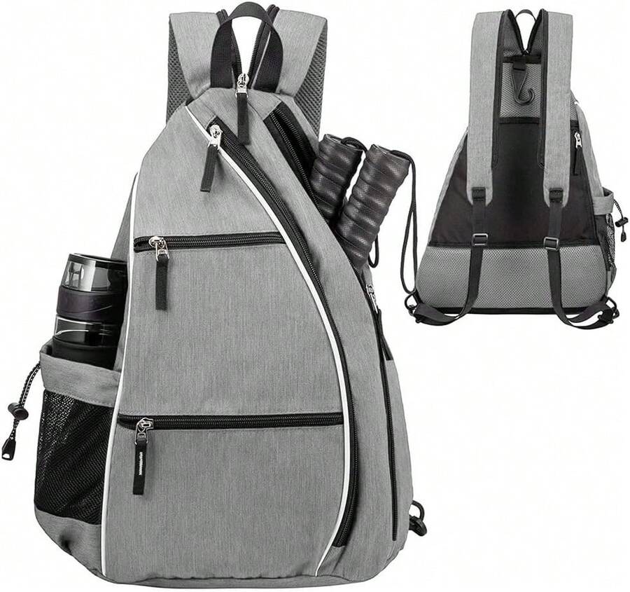 CHENGBAO CHENGBAO Bolsa de tenis,mochila padel resistente al agua raquetero,cruz mochila tennis bag para hombres y mujeres,Impermeable Movimiento Mochila,Hebillas Ajustables Para Hombros Mochilas - Gris - Ver 1