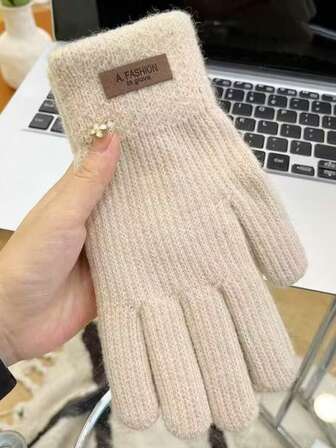 Women's Knitted Warm Gloves, Winter Windproof Thickened Touchscreen Gloves, Candy Colors
