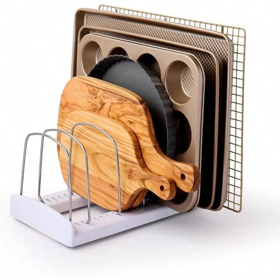 YouCopia StoreMore - Estante ajustable para hornear con alambres de acero charola para hornear y bandeja organizadora para gabinete de cocina y despensa edicion premium - Rejilla para utensilios para hornear - Ver 1