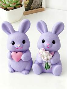 Love Bunny Mold Suitable For DIY - Heat-Resistant Scented Candle & Resin Rabbit Mold, Easy Demold, Irregular Bunny Shape For Valentine's Decorations, Wax/Resin Crafts, Gift For S & ( For Light Beige)