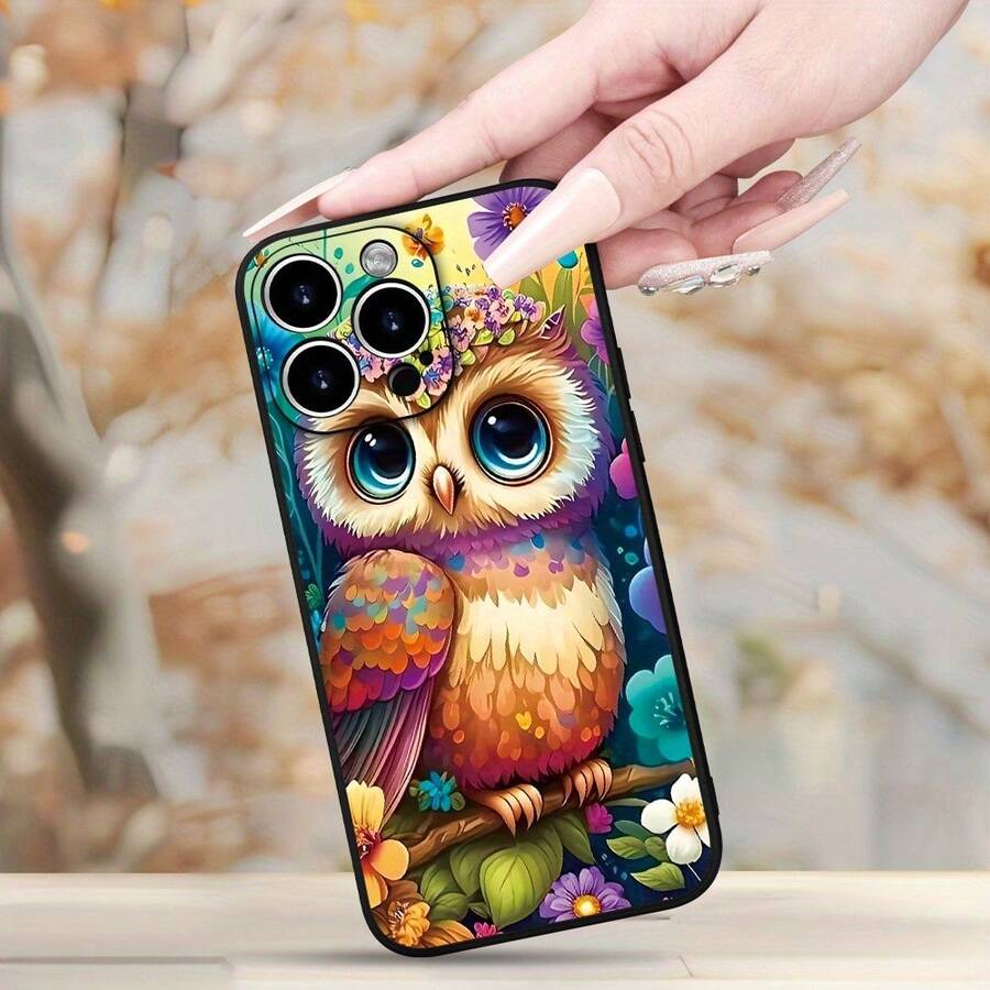 Una funda de teléfono creativa personalizada, elegante y con estilo, que presenta un diseño de búho colorido que presenta un tema animal encantador, diseño resistente a golpes y caídas, resistente a las manchas y duradera, adecuada para varios modelos de , incluyendo 17/17 Pro/17 Pro Max/17 Air/ 16/16 Pro/16 Pro Max/16 Plus/ 15/15 Pro Max/15 Pro/15 Plus/ 14/14 Pro/14 Plus/14 Pro Max/ 13/13 Pro/13 Pro Max/12/12 Pro/12 Pro Max/11/11 Pro/11 Pro Max/XR/X/XS/XS Max. Es el regalo de cumpleaños perfecto para novias, novios, esposos, esposas, amigos o para uno mismo, innovador y a la moda, adecuado tanto para hombres como para mujeres. - Negro 2617 - Ver 1