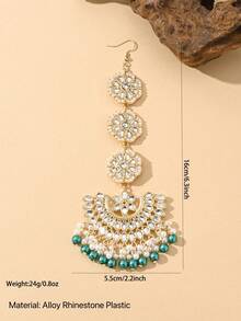 精美水滴形水晶镶嵌头链/仿珍珠流苏吊坠额链/新娘头饰/发箍/婚礼珠宝配饰，准新娘，女士发饰