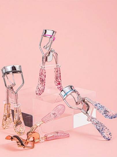 1pc Portable Eyelash Curler Set, Curved Eyelash Curler With Colorful Glitter Handle, Used To Curl And Shape Eyelashes, Lift Eyelashes, Long-Lasting And Natural Eyelash Curler Suitable For All Eye Shapes.