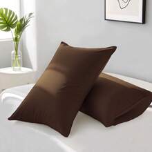 Casaisla Home Collection Paq 2 Fundas de Almohada Premium Lisas Minimalistas Suaves Tamaño Matrimonial y King Size Diferentes Colores - Café integral - Ver 9