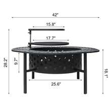 Outdoor Fire Pit Table With Grill & Side Shelf – 3-In-1 Fire Pit For Warmth, BBQ & Dining – Heavy-Duty Metal Fire Pit For Patio, Backyard, Garden Gatherings - 黑色 - 查看 4