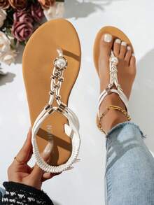 Summer New Flat Beach Thong Sandals For Women, Fashionable Versatile And Flattering For Outdoor Wear - Mustard Yellow - View 4