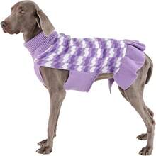 1pc Dog Sweater Dress With Leash Hole, Warm Turtleneck Pullover Knit Sweater, Suitable For Female Dogs, Autumn/Winter Holiday - Purple - View 13