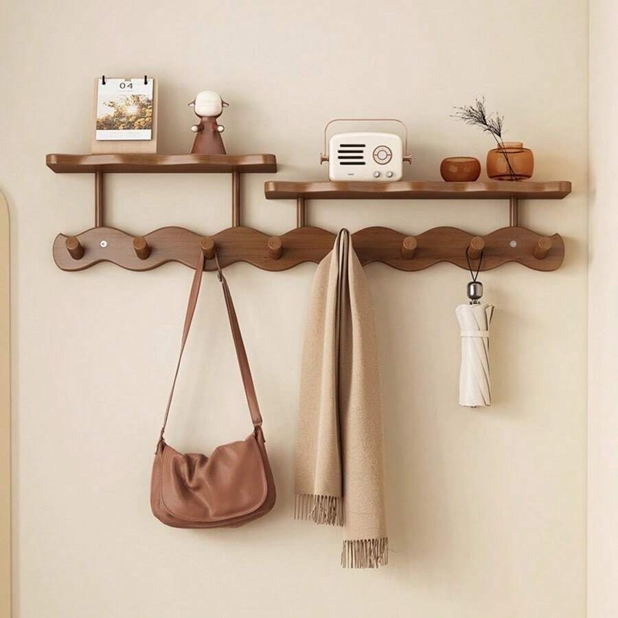 1pc Wave-Shaped Wall Mounted Hanger, No Drilling Required, Entryway Key Organizer, Creative Hanging Hook, Bedroom Over-The-Door Wave Hanger, Wallmount, Key Holder Rack - متعدد الألوان - مشاهدة 1