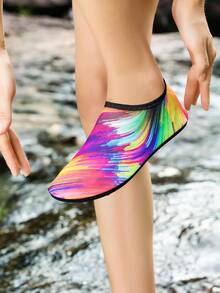 Colorful Rainbow Gradient Lightweight Casual Shoes, Snug Fit With Versatility Of Both Casual Shoes And Water Shoes, Suitable For House Slippers, Beach Walks, And Everyday Casual Strolls, Personalized Shoes For Multi-Scenario Comfortable Wear - Multicolor - View 9