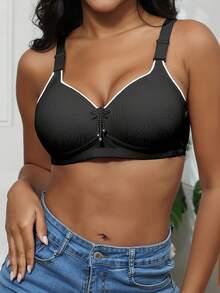 6-Piece Sexy And Comfortable Bra Set: No Wire Ring, Push-Up And Thickened, Floral Print + Tassel Decoration, Adjustable Shoulder Straps With Back Buckle - 混合 - 查看 4