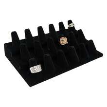 Caja negra para joyería 18 anillos Exhibidor de dedos 8.25x4.75x2.5 pulgadas con base cuadrada - Organizador de soporte para anillos para vender o uso personal - Soportes de exhibición para anillos - Multicolor 786 - Ver 1