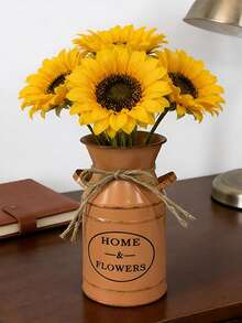 4-Color Vintage Milk Can Vase - Mint Green, Light Purple, Warm Brown, Soft Pink. Each With Jute Rope Decor And "HOME & FLOWERS" Print. Compact Size Suitable For Tabletop, Entryway, Etc. Can Hold Artificial Or Dried Flowers. Soft Colors Fit Various Home Decor Styles. Serves As Both Floral Container And Decorative Accent Piece. - Imprinted Double-eared Teapot - View 10