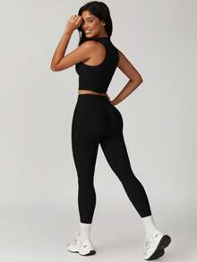 MASKERT 3Pcs Women's Sports Pants, Yoga Pants, Sports Pants, Casual Pants, Fitness Pants, Yoga Pants, Running Pants, High Elasticity Sports Pants, Comfortable And Skin Friendly - 黑色*3 - 查看 4