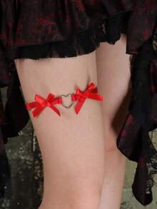 Women Sexy Simple Bowknot Thigh Leg Strap Garter Gothic Lingerie Leg Adjustable Hip Harness High Waist Stocking Belt Halloween Valentine's Day Valentines,Sexy Lingerie Accessories