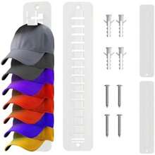 Organizador De Gorras, 2 Piezas Colgador De Gorras, Estante De Almacenamiento Montado En La Pared Para Gorra De Béisbol, 2 Métodos De Instalación, Puede Contener 32 Sombreros ()(Blanco) - Multicolor - Ver 1