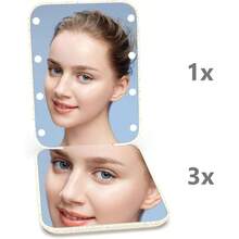 Kintion - Pocket Mirror LED Mirror With 1X/3X Magnification Compact Mirror With Light Handheld Folding Pocket Mirror Compact Mirror With Light For Gift Pink Color. - Beige - View 5