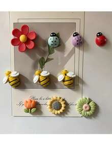 10pcs Cartoon Fridge Magnets, Kawaii Plant Fridge Magnets, Whiteboard Magnetic Stickers, Decorative Fridge Magnets, Cute Office & Kitchen Magnets, Home & Kitchen Decor - Color - View 3