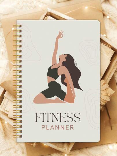 1 Stück A5 Größe (5.7" X 8.3") Fitness Planer Notizbuch für Frauen, beinhaltet Tages- und Wochenpläne, Trainingsprotokoll, Kalender, Ernährungs- und Trainings-Tracker, Gewichtsverlust Tagebuch, geeignet als Schul-/Bürobedarf, perfektes Geschenk