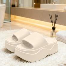 Zapatillas de casa mujer, chanclas mujer,zapatillas estar por casa mujer EVA para mujer, sandalias de plataforma de 7cm,antideslizantes y suaves, perfectas para usar en casa, en la playa o en el baño. - Champán - Ver 9