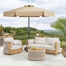 Valance Patio Umbrella For Outdoor Table Market,7.5ft, Tan,7.5FT,Tan - Tan - View 3