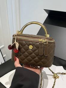 女士秋冬新款PU大容量简约时尚水桶包单肩包斜挎包，适合购物、钱包收纳、休闲外出，适合年轻女性、大学生、新婚夫妇、白领等。非常适合办公室、学校、工作、商务、通勤、户外活动、旅行和郊游。 - 咖啡 - 查看 6