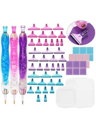 Nytt set med gradient diamantborrpennor, levereras med 13 metallgängor och 6 lim, ergonomiska hartspennor för konstmålning för gör-det-själv-pyssel