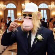 Monkey Mask Latex Full Head Animal Funny White Chimp Mask For Halloween Costume Party - đười ươi tóc vàng đội mũ trắng - Xem 1