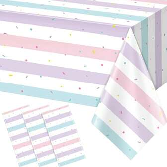 1 Paquete de Mantel de Plástico con Decoración de Chispas de Helado para Fiesta, Suministros de Fiesta de Cumpleaños de Helado, Mantel Rectangular Desechable de Donut Adecuado para Niñas, Postre de Cumpleaños de Bebé, Bautizo, 54 X 108 Pulgadas