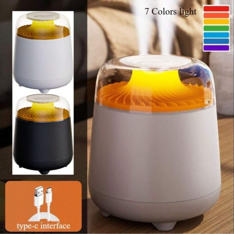2500ml(88oz) Essential Oil Aroma Diffuser, Large Capacity Double Spray Humidifier With 7 Colorful Flame Lights For Large Room, Office, Home, Spa, Yoga, Bedroom, Gym - 白色 - 查看 1