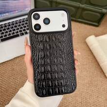 1pc Premium Luxury Business Crocodile Pattern PU Leather Case Compatible With IPhone 17Promax 17Pro 17 Air Compatible With Samsung Galaxy S25 Ultra S24 Ultra S23 Ultra - Full Body Shockproof Protective Cover - Black - View 3