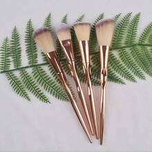 Juego de brochas de maquillaje de 4 piezas, brocha para polvo, herramientas de maquillaje cosmético - Plateado - Ver 3