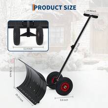 29 Inch Heavy-Duty Steel Push Snow Shovel With Wheels, Wide Adjustable Blade & 5 Height Settings, Ergonomic Snow Plow For Easy Driveway & Sidewalk Clearing - 29W X 14H - View 2