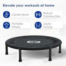 Trampolín de Fitness PortátilTrampolín de Ejercicio 40 Pulgadas con Base de 6 Patas y 30 Resortes y 1 Cintas Bandas Resistencia Elásticas Ejercicio de Gimnasio Aeróbico Resitente y Duradero - Multicolor - Ver 3