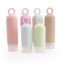 Botella dispensadora de viaje de silicona, set de botellas de almacenamiento cosmético portátil para viajes de negocios, botella dispensadora de anillo de silicona - 90 ml Rosa - Ver 5