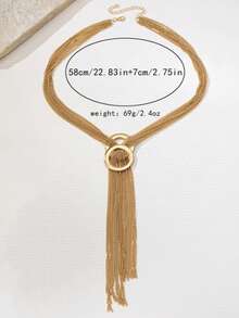 1件优雅双环吊坠多层链项链，适合女性在派对和聚会上佩戴。 - 金色 - 查看 6