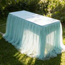 Tulle Wedding Table Drapes, Dessert Table Covers, Guestbook Table Drapes, Wedding Tablecloths, Snow Tulle Tablecloths, Birthday Cake Table Drapes - 薄荷藍 - 查看 5