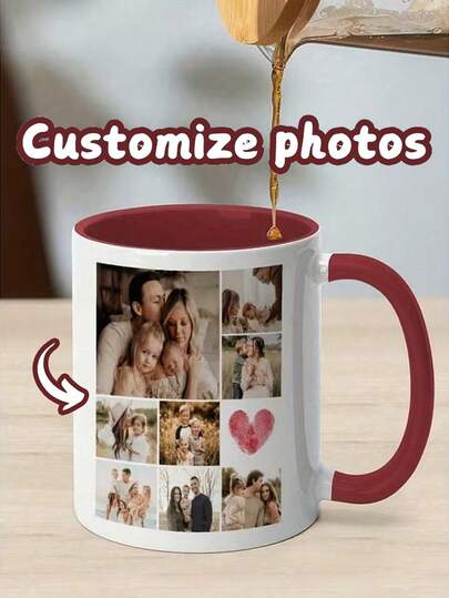 1pc 11oz Personalized Custom Mug, Customized Coffee Cup - Customizable With Photo And Text. This Is A Unique Custom Gift Water Cup, Suitable For Both Men And Women. Ideal As A Gift For Valentine's Day, Mother's Day, Father's Day, Thanksgiving, Birthday And Anniversary.
