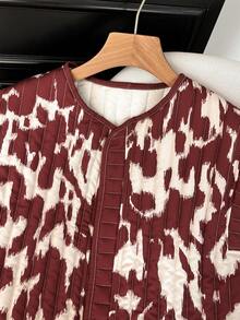 GMFP 女士休闲优雅时尚宽松印花度假风绗缝无袖开衫背心，适合音乐节/婚礼季、春夏穿着 - 紅色 - 查看 6