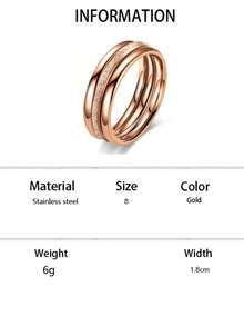 1/3pcs Gold Matte Stainless Steel Ring Set, Fashion - Rose Gold - View 6