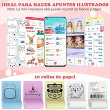 Lostrain Mini Impresora Termica, Impresora Portátil Instantánea con 14 Rollos de Papel,Printer Instantánea Bluetooth sin Tinta para iOS y Android,Ideal para Etiquetas\/Notas\/Tareas Escolares\/Fotos - negro - Ver 5