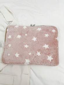 1个11英寸/13英寸/15英寸学生笔记本电脑包，星形印花毛绒休闲男女通用笔记本电脑内胆包，平板电脑保护套，适用于MacBook、HP、ASUS等品牌，适合女生、青少年、男生、大学生使用，9-15英寸平板电脑便携包，兼容iPad Air 4/5、iPad Pro