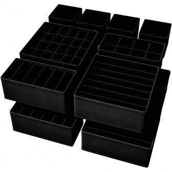 12pcs Multi-Layer Classic Fabric Drawer Storage Boxes For Underwear, Socks And Clothing - Fleece Storage Boxes, Home Storage Boxes, Storage Bins