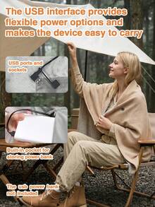 GENAI USB Heated Shawl Blanket, Soft Skin Friendly Electric Heated Throw, Wearable Heated Shawl Blanket For Home Office Travel Camping, Fast Heating Full Body Coverage, 3 Temperature, 145x80cm - Multicolor - View 5