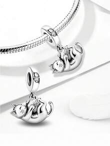 1件时尚猫咪磨牙玩具珠子，适合女士手链、手镯DIY饰品制作及日常穿搭配饰装饰。 - 玩耍貓咪 - 查看 6